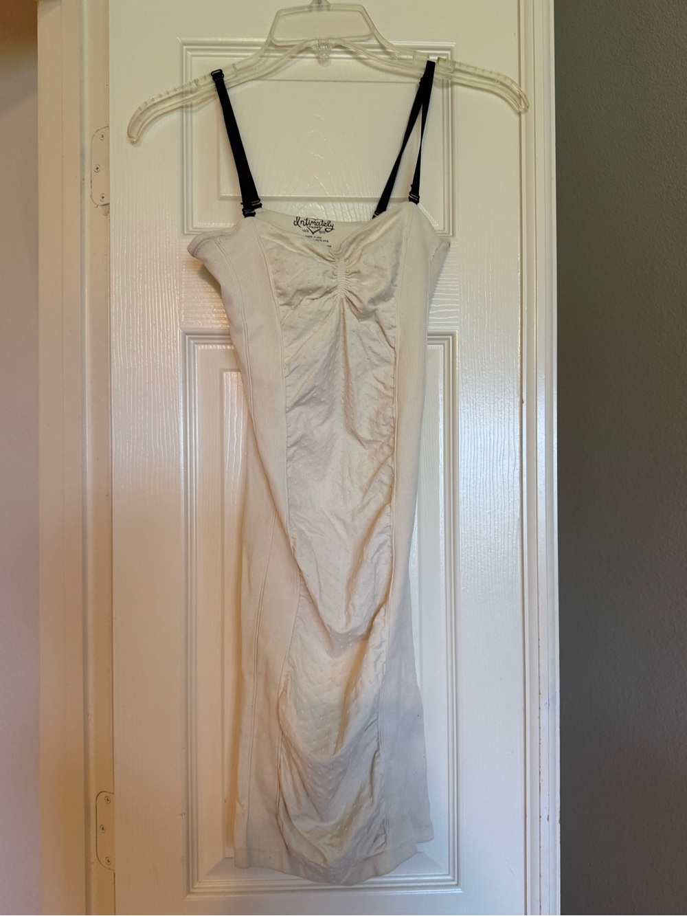 Ivory Mini Slip Dress with Black Straps